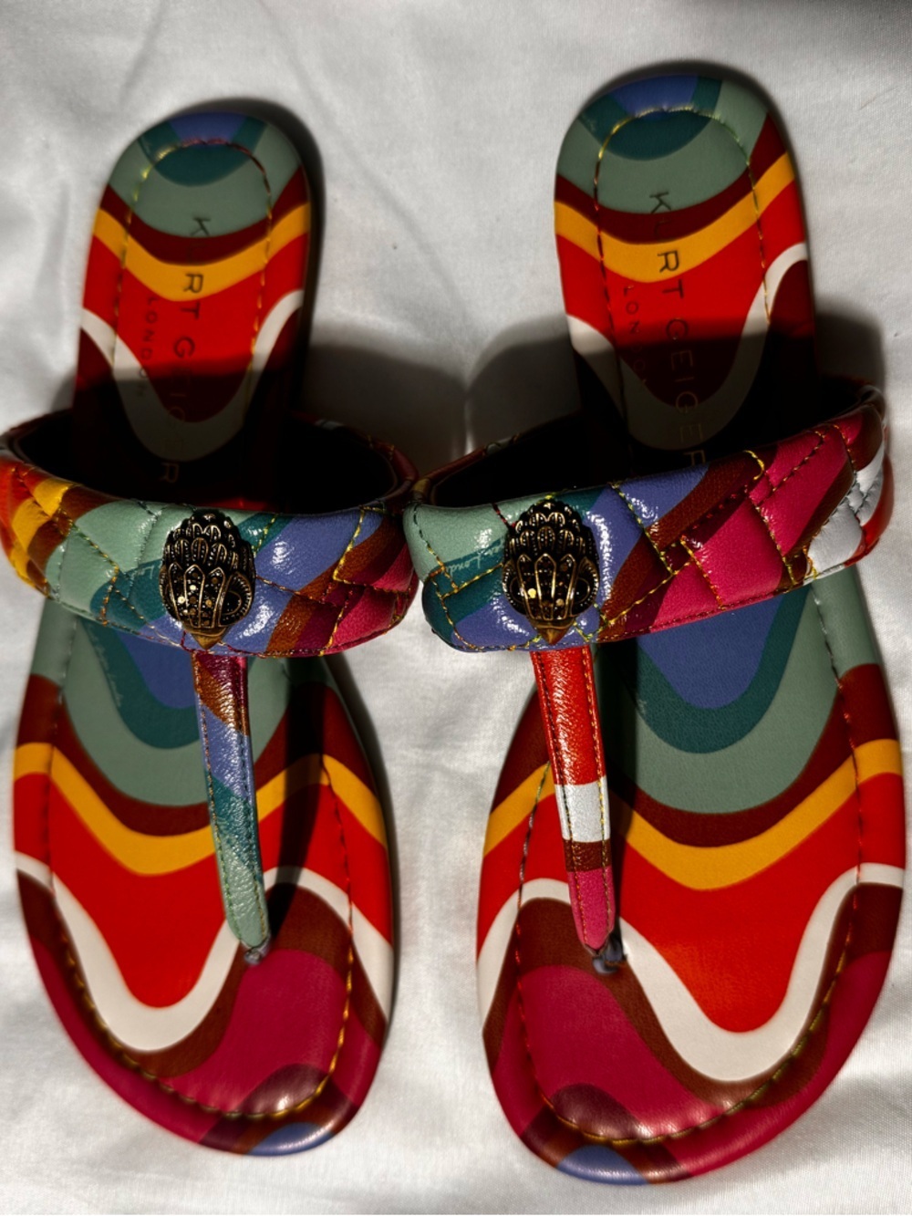 Kurt Geiger Kensington T-Bar Leather Sandals Size 38.5 (US 8–8.5) NWOB Vacation